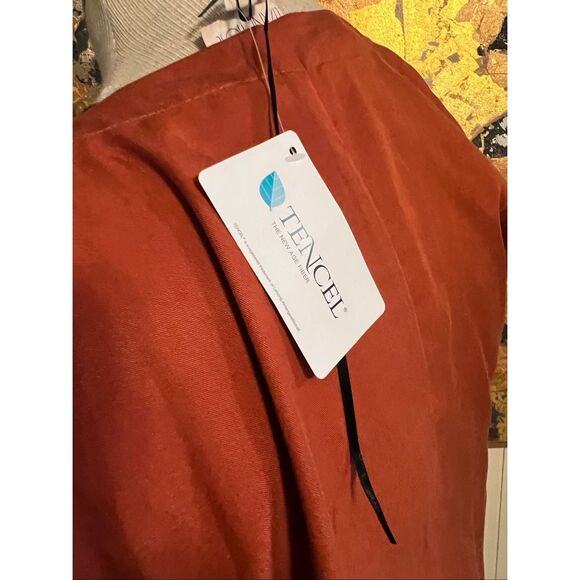 NWT Eliane Rose Burnt Orange Tencel Duster Asymmetrical Jacket XL - Picture 6 of 8